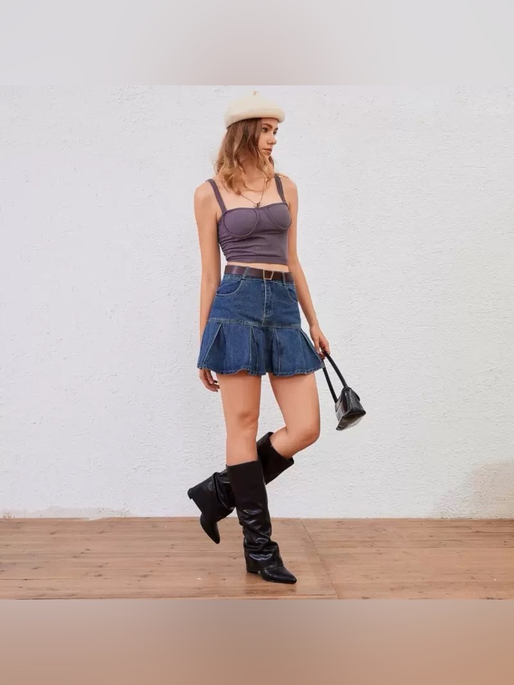 Women's Black Slouch Over-the-Knee Pointed Toe Boots - Picture 4 of 4
